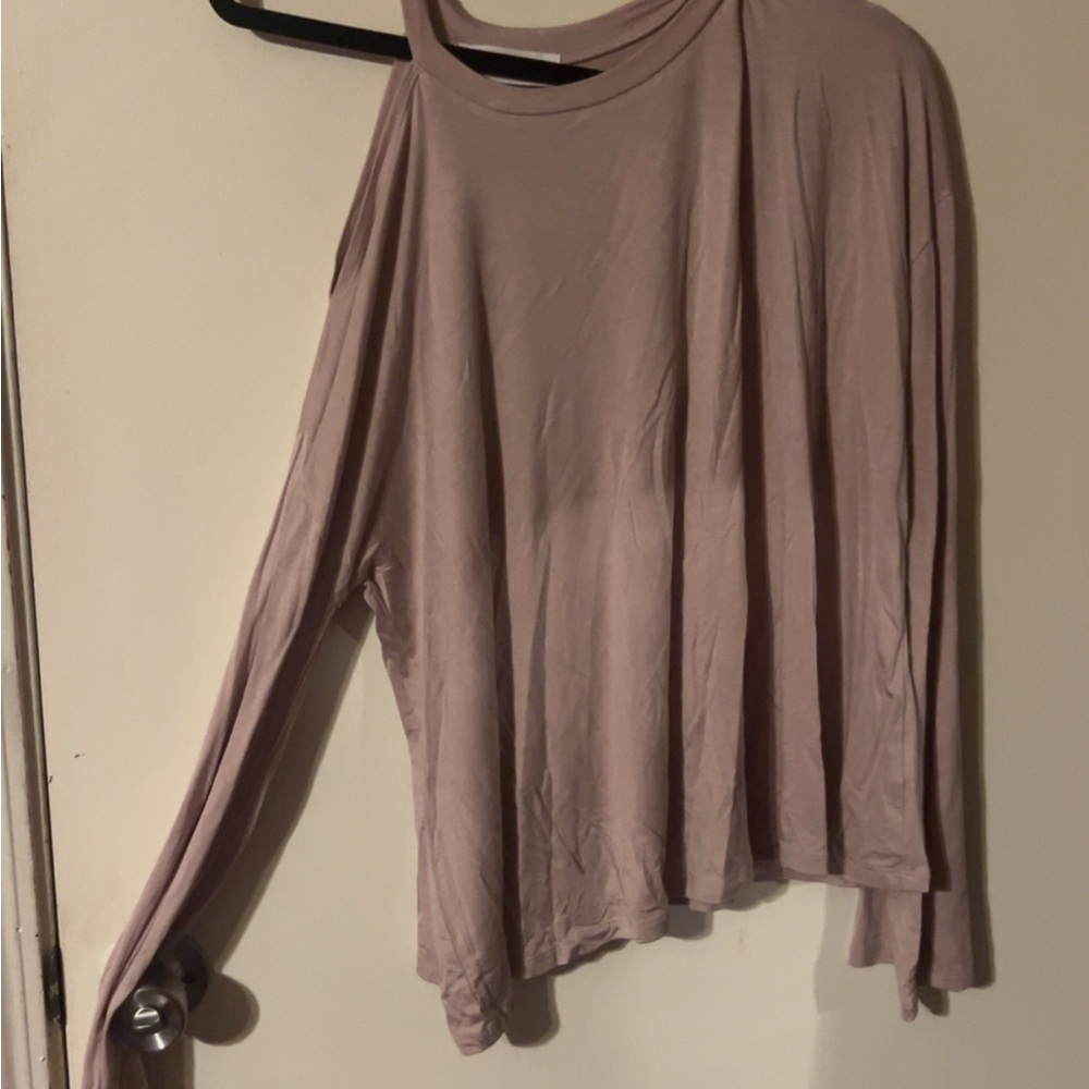 Long Sleeve Relaxed Fit Top in Dusty Mauve